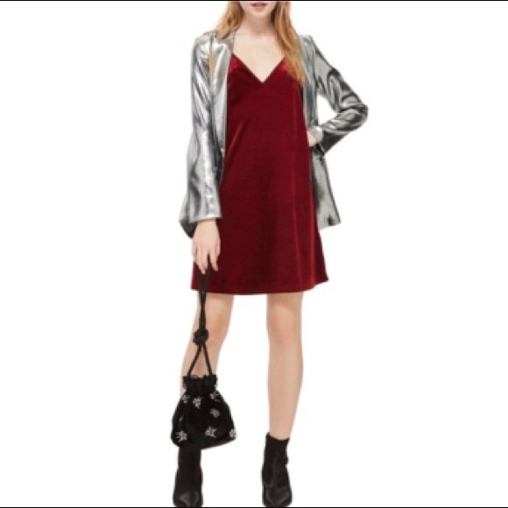 Topshop Strappy Velvet Slipdress